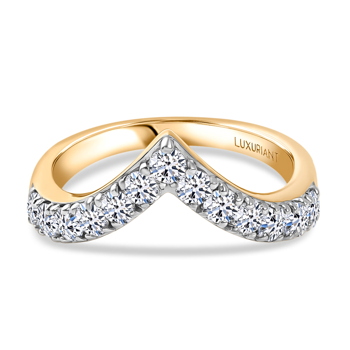 LUXURIANT 1 Ct. Lab Grown Diamond Edge Ring in 18K Vermeil Yellow Gold Plated Sterling Silver 8298632 0