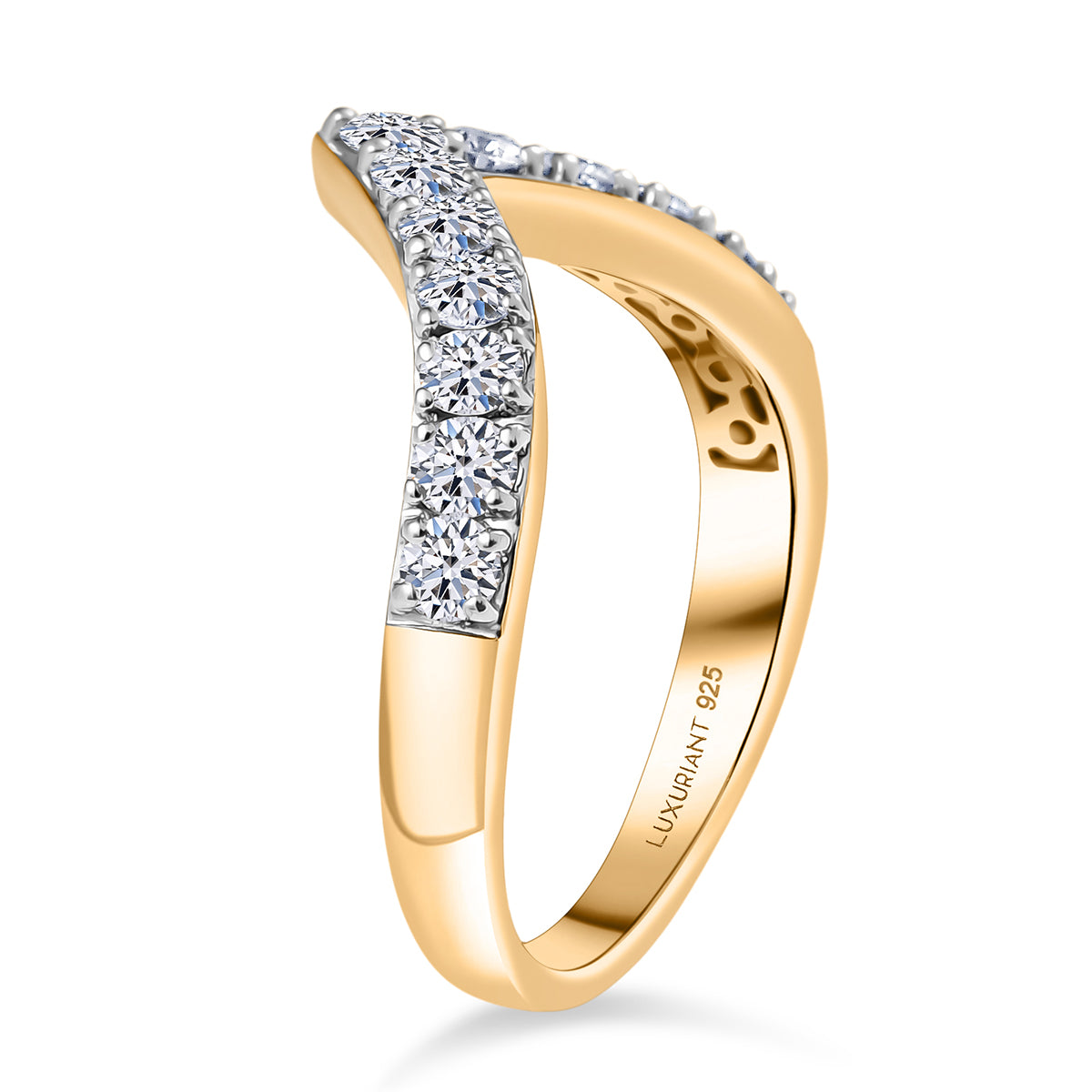 LUXURIANT 1 Ct. Lab Grown Diamond Edge Ring in 18K Vermeil Yellow Gold Plated Sterling Silver 8298632 4