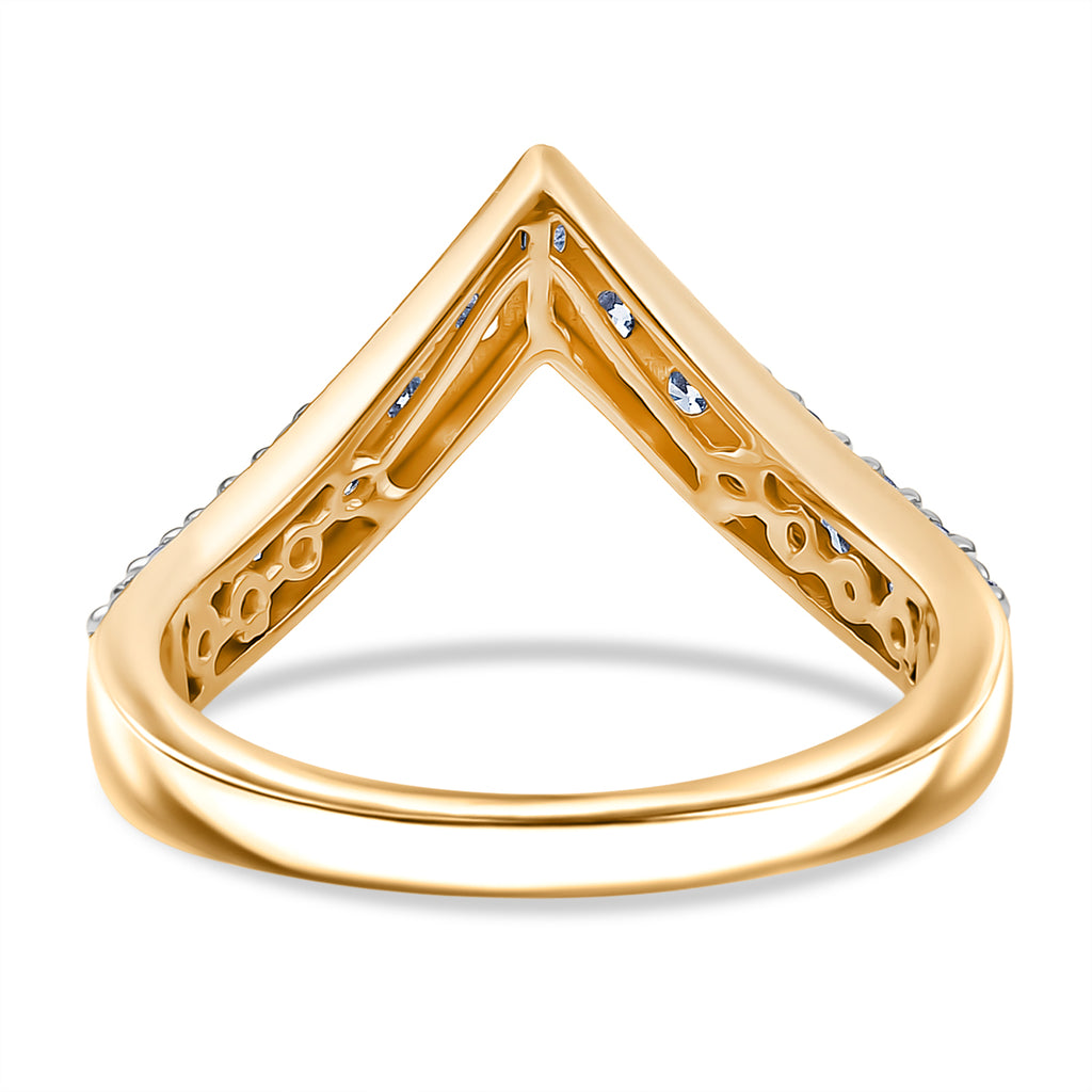 Luxuriant Lab Grown Diamond (SI/GH) Chevron Knife Edge Ring in 18K Vermeil Yellow Gold Plated Sterling Silver 1.01 Ct._8298632_4