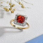 Luxuriant 10K Yellow Gold AAA Fire Opal, Lab Grown Diamond GH, SI Main Stone With Side Stone Ring, Gold Wt.3.7 Gms  2.430  Ct._8298855_1