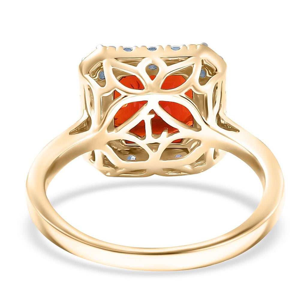 Luxuriant 10K Yellow Gold AAA Fire Opal, Lab Grown Diamond GH, SI Main Stone With Side Stone Ring, Gold Wt.3.7 Gms  2.430  Ct._8298855_4