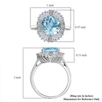 Luxuriant 10K White Gold AAA Aquamarine, Lab Grown Diamond GH, SI Main Stone With Surrounding Stone Ring, Gold Wt.3.19 Gms  1.164  Ct._8298971_5