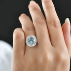 Luxuriant 10K White Gold AAA Aquamarine, Lab Grown Diamond GH, SI Main Stone With Surrounding Stone Ring, Gold Wt.3.57 Gms  1.164  Ct._8298973_2