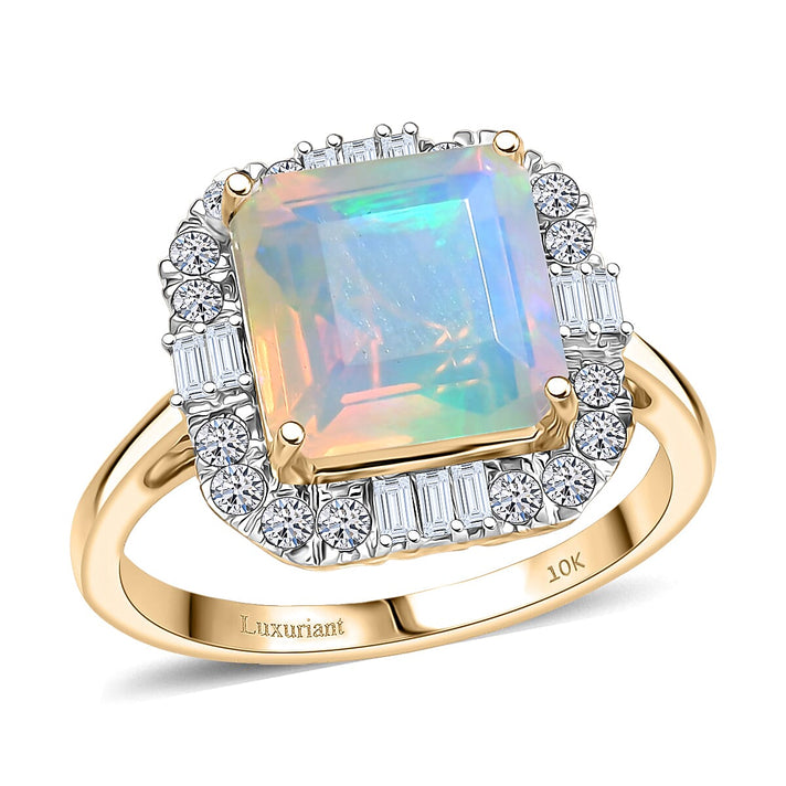 Luxuriant 10K Yellow Gold AAA Ethiopian Opal, Lab Grown Diamond GH, SI Main Stone With Surrounding Stone Ring, Gold Wt.3.96 Gms  3.327  Ct. 8299055 1