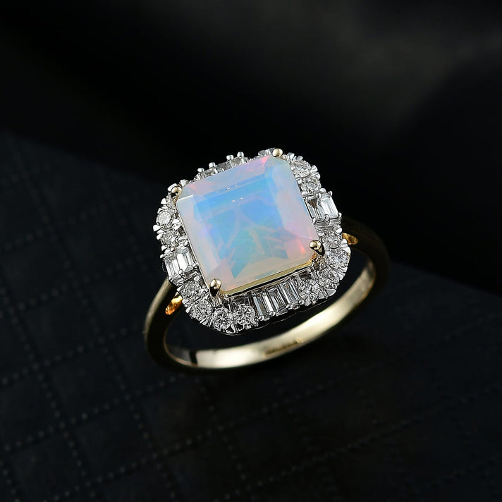 Luxuriant 10K Yellow Gold AAA Ethiopian Opal, Lab Grown Diamond GH, SI Main Stone With Surrounding Stone Ring, Gold Wt.3.96 Gms  3.327  Ct. 8299055 2