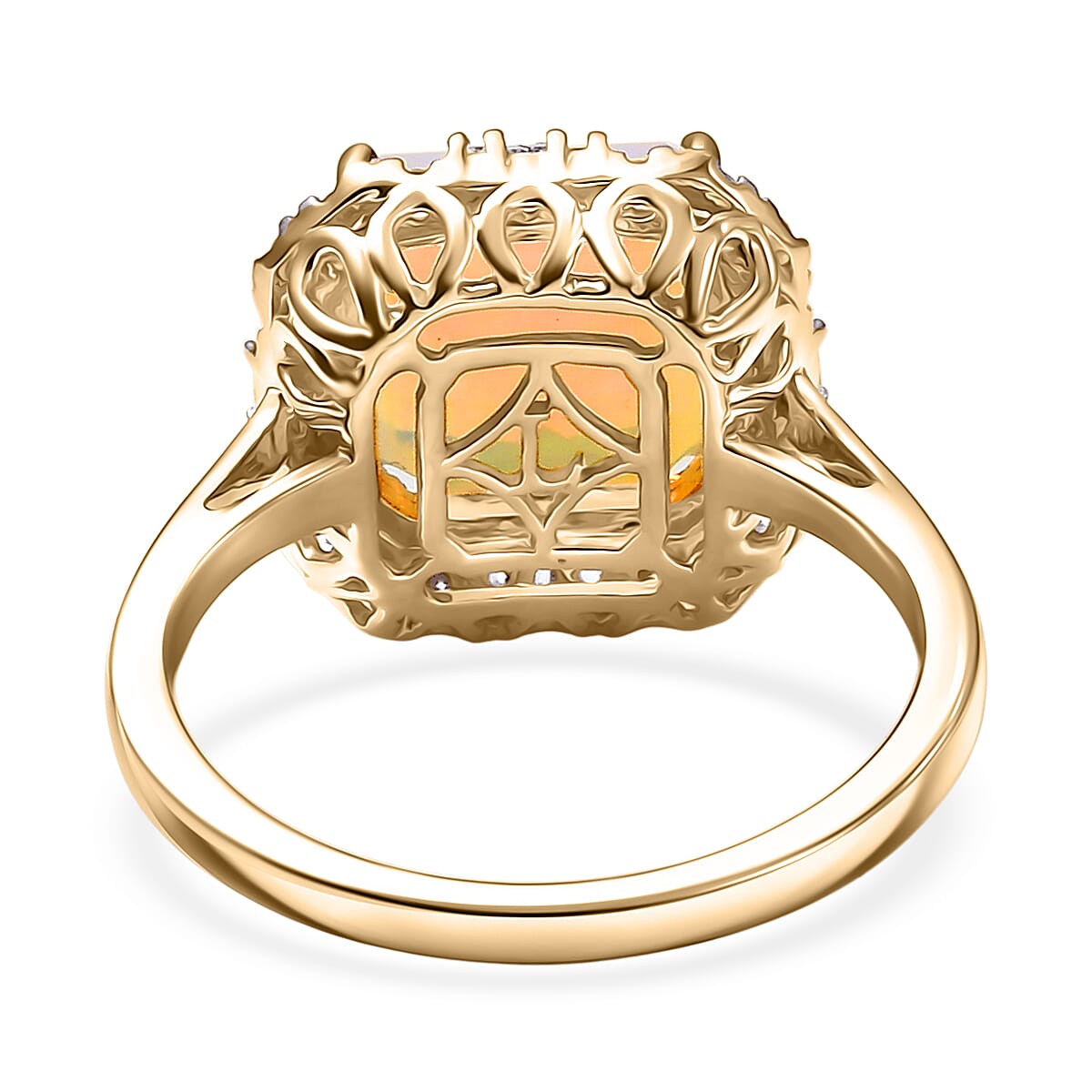 Certified and Appraised LUXURIANT AAA Ethiopian Opal, Lab Grown Diamond GH, SI Main Stone With Surrounding Stone Ring in 10K Yellow Gold, Gold Wt.3.96 Gms  3.327  Ct. 8299055 4