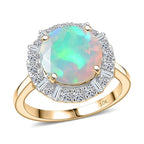 Luxuriant 10K Yellow Gold AAA Ethiopian Opal, Lab Grown Diamond Main Stone With Side Stone Ring, Gold Wt.3.29 Gms  2.676  Ct._8299065