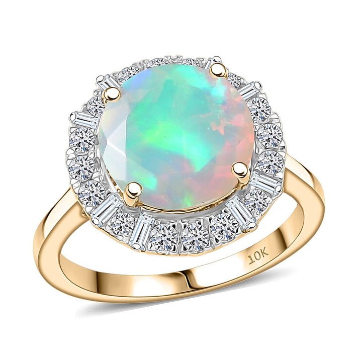 Luxuriant 10K Yellow Gold AAA Ethiopian Opal, Lab Grown Diamond Main Stone With Side Stone Ring, Gold Wt.3.29 Gms  2.676  Ct. 8299065 1