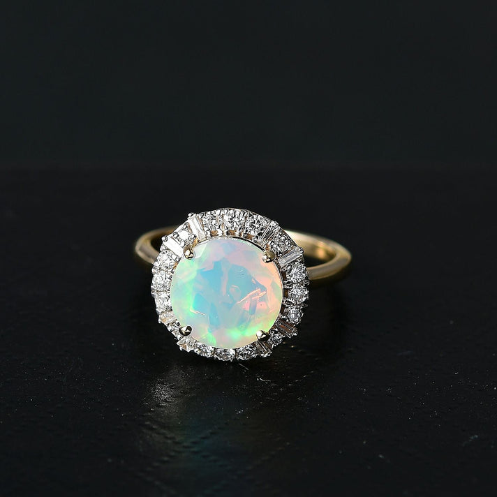 Luxuriant 10K Yellow Gold AAA Ethiopian Opal, Lab Grown Diamond Main Stone With Side Stone Ring, Gold Wt.3.29 Gms  2.676  Ct. 8299065 2