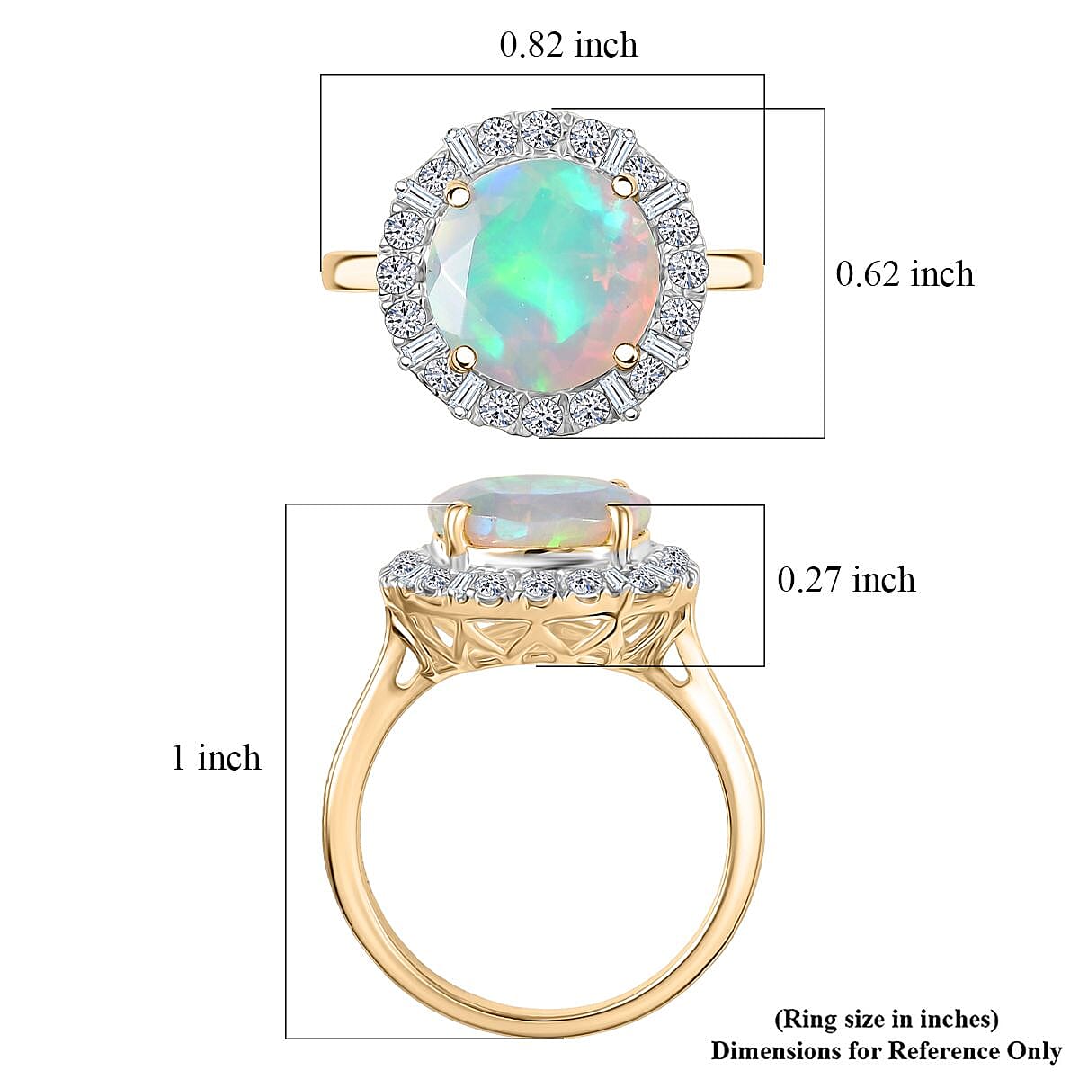 Certified and Appraised LUXURIANT AAA Ethiopian Opal, Lab Grown Diamond Main Stone With Side Stone Ring in 10K Yellow Gold, Gold Wt.3.29 Gms  2.676  Ct. 8299065 5