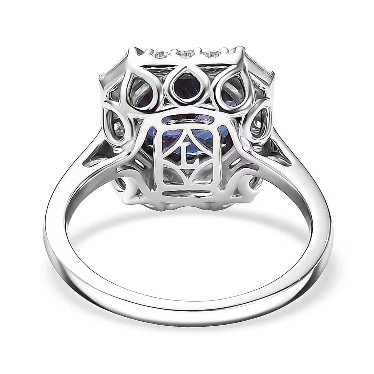 Luxuriant 10K White Gold AAA Lab Grown Alexandrite, Lab Grown Diamond GH, SI Main Stone With Surrounding Stone Ring, Gold Wt.4.14 Gms  5.559  Ct. 8299141 6