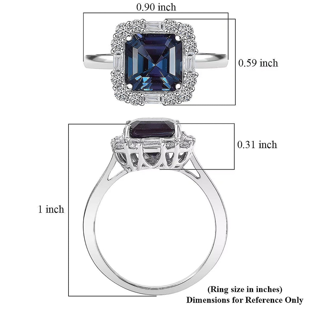 Luxuriant 10K White Gold AAA Lab Grown Alexandrite, Lab Grown Diamond GH, SI Main Stone With Surrounding Stone Ring, Gold Wt.3.21 Gms  3.559  Ct._8299422_5
