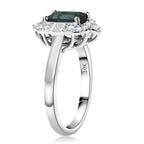 Luxoro AGI Certified & Appraised 10K White Gold AAA Lagoon Tourmaline & Natural White Diamond Ring 1.77 Ct._8299574_3