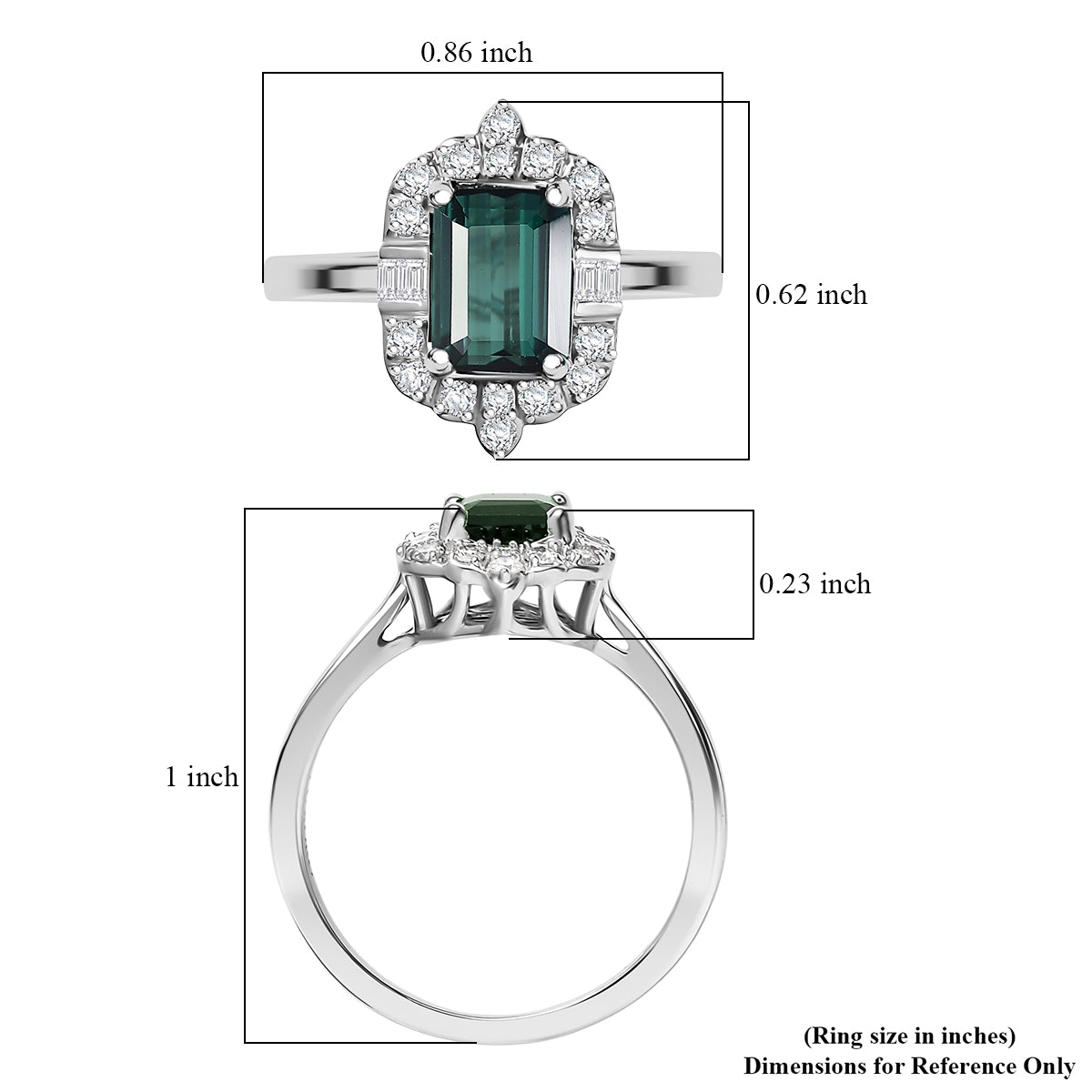 Luxoro AGI Certified &amp; Appraised 10K White Gold AAA Lagoon Tourmaline &amp; Natural White Diamond Halo Ring 1.77 Ct. V32499321 6