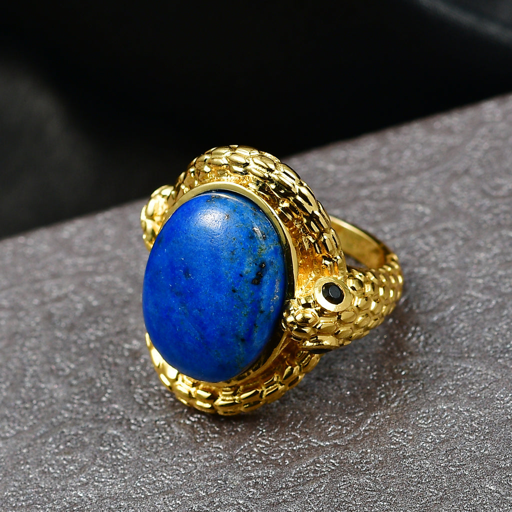 EverTrue Lapis Lagoon & Black Spinel Living Creature Ring in Yellow Gold Tone 11.56 Ct._8299842_1