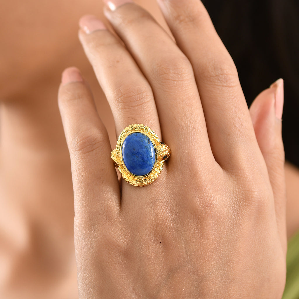 EverTrue Lapis Lagoon & Black Spinel Living Creature Ring in Yellow Gold Tone 11.56 Ct._8299842_2