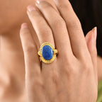 EverTrue Lapis Lagoon & Black Spinel Living Creature Ring in Yellow Gold Tone 11.56 Ct._8299842_2