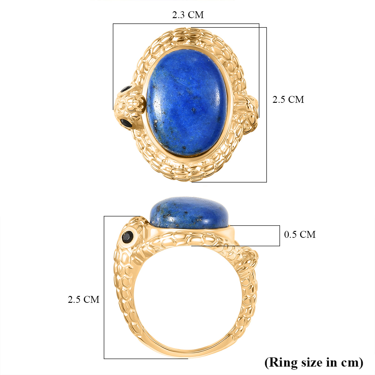Lapis Lagoon, Black Spinel Living Creature Ring in Yellow Gold Tone 11.56 Ct. V32535194 6