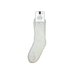 Farley Mill Cable Knitted Warm Slipper Socks with Anti Slip PVC Gripper Dots For Stability (Size UK 3-7) - White_8300432