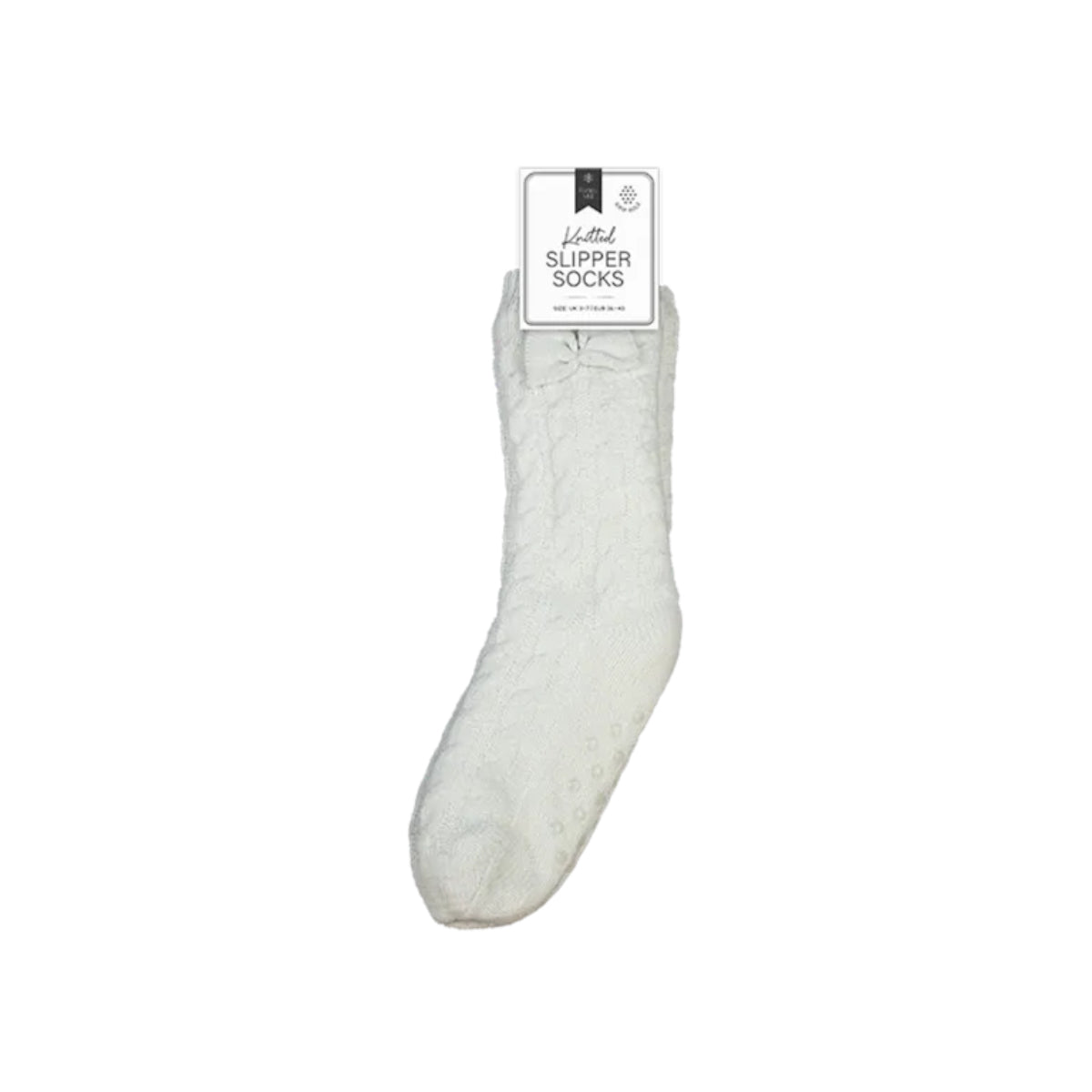 Farley Mill Cable Knitted Warm Slipper Socks with Anti Slip PVC Gripper Dots For Stability (Size UK 3-7) - White V32527356 0