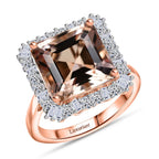 Luxuriant 10K Rose Gold AAA Morganite, Lab Grown Diamond GH, SI Main Stone With Surrounding Stone Ring, Gold Wt.3.58 Gms  6.337  Ct._8300721