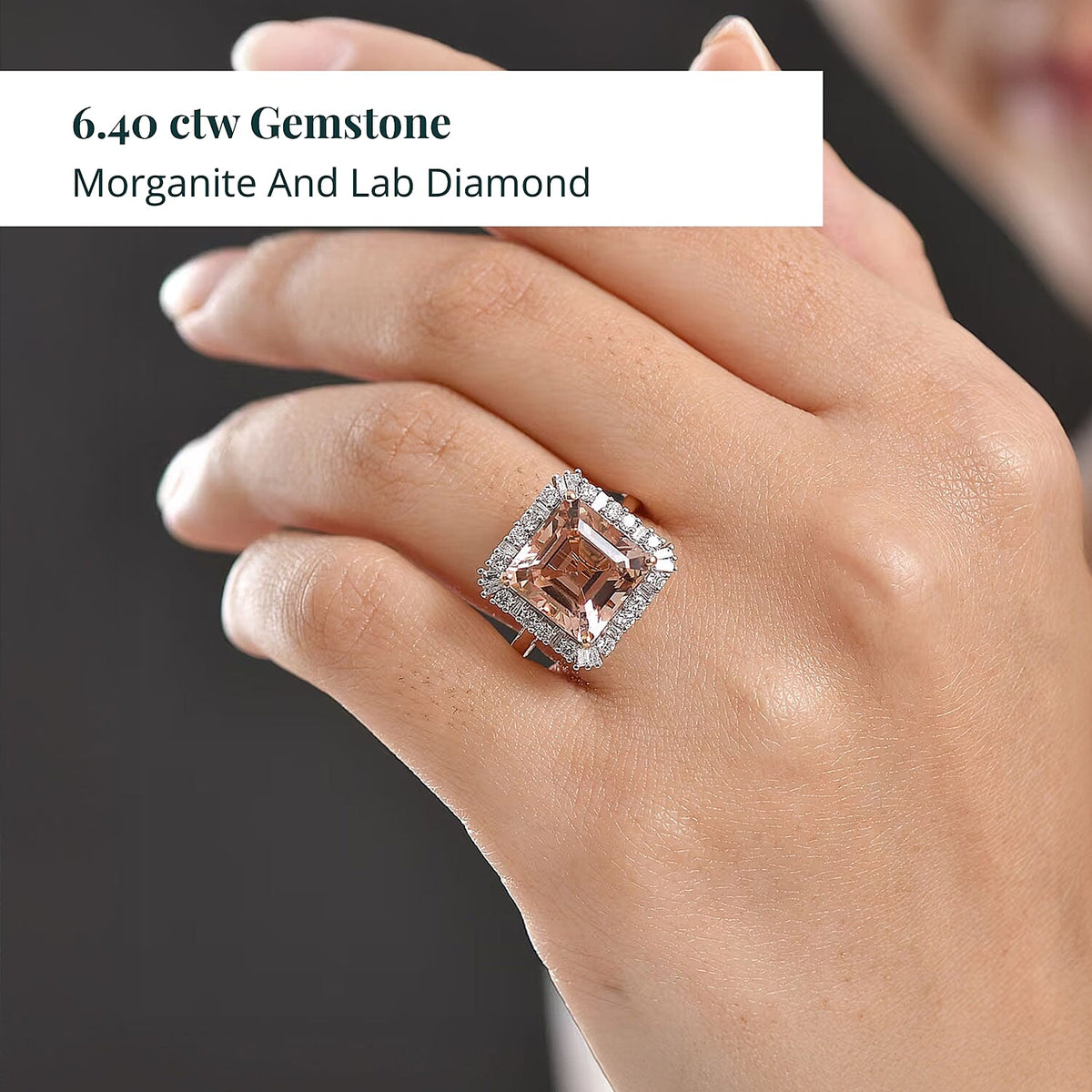 Luxuriant 10K Rose Gold AAA Morganite, Lab Grown Diamond GH, SI Main Stone With Surrounding Stone Ring, Gold Wt.3.58 Gms  6.337  Ct. 8300721 1