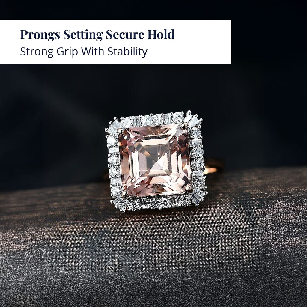 Luxuriant 10K Rose Gold AAA Morganite, Lab Grown Diamond GH, SI Main Stone With Surrounding Stone Ring, Gold Wt.3.58 Gms  6.337  Ct._8300721_3