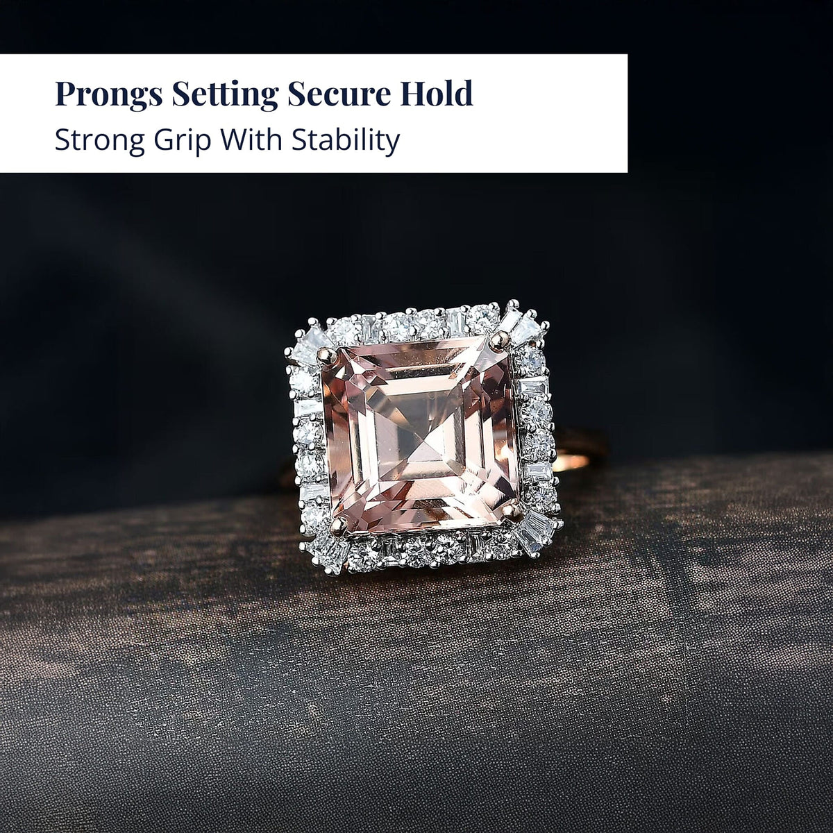 Luxuriant 10K Rose Gold AAA Morganite, Lab Grown Diamond GH, SI Main Stone With Surrounding Stone Ring, Gold Wt.3.58 Gms  6.337  Ct. 8300721 3