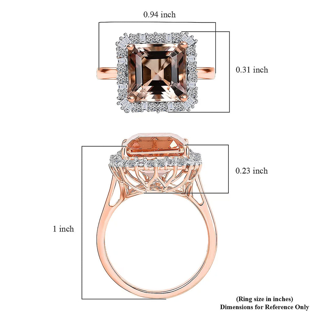 Luxuriant 10K Rose Gold AAA Morganite, Lab Grown Diamond GH, SI Main Stone With Surrounding Stone Ring, Gold Wt.3.58 Gms  6.337  Ct._8300721_5