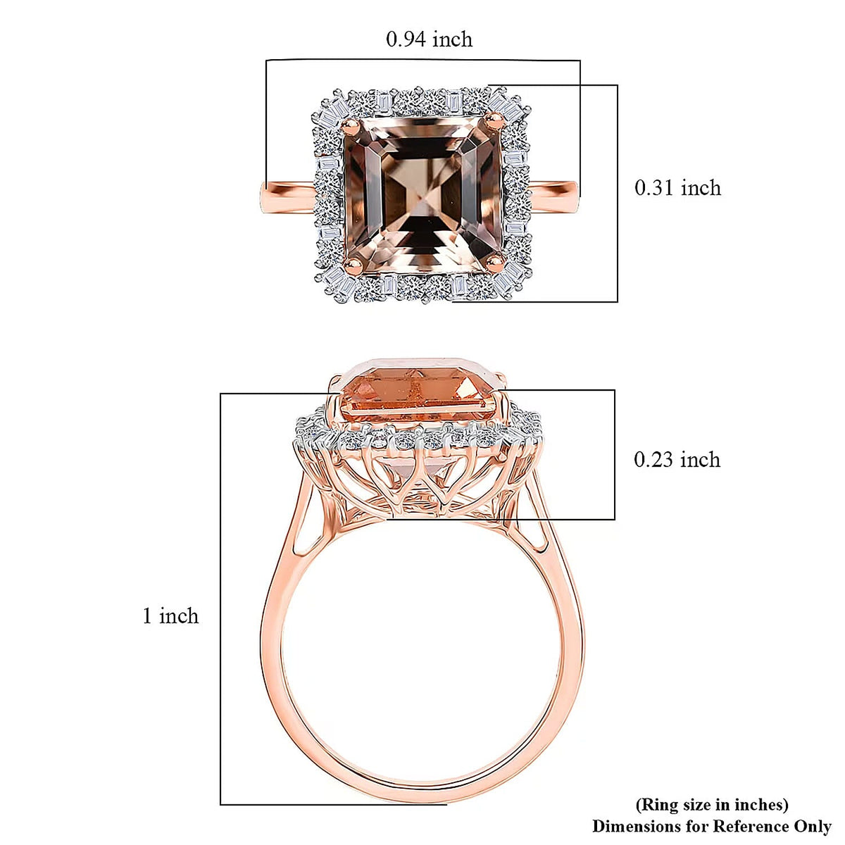 Luxuriant 10K Rose Gold AAA Morganite, Lab Grown Diamond GH, SI Main Stone With Surrounding Stone Ring, Gold Wt.3.58 Gms  6.337  Ct. 8300721 5