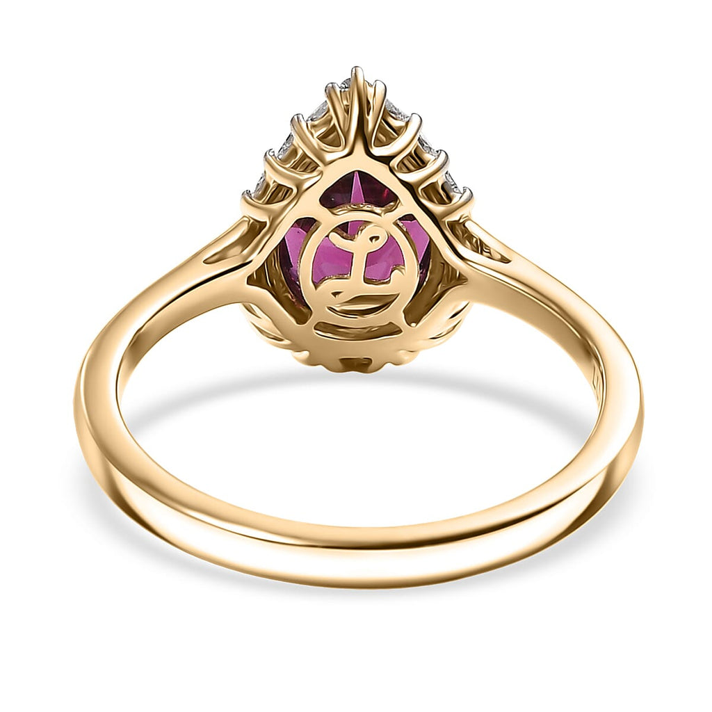 Luxoro 9K Yellow Gold AGI Certified AAA Radiant Ember Garnet & White Diamond Pear Cut Halo Ring 2.35 Ct, Gold Wt. 2.50 Gms_8300756_4