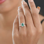 Luxoro 10K White Gold AAA Lagoon Tourmaline, White Diamond I2 Main Stone With Side Stone Ring, Gold Wt.3 Gms  1.194  Ct._8300774_1