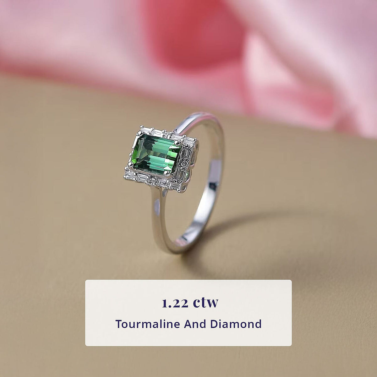 Certified and Appraised LUXORO AAA Lagoon Tourmaline, White Diamond I2 Main Stone With Side Stone Ring in 10K White Gold, Gold Wt.3 Gms  1.194  Ct. 8300774 2