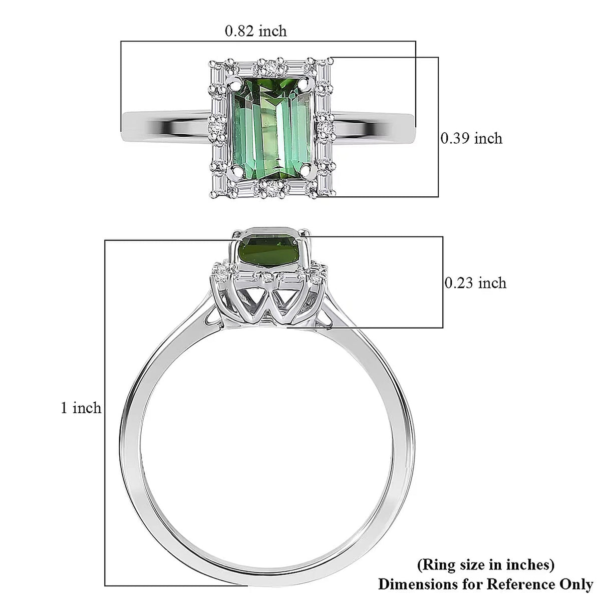 Certified and Appraised LUXORO AAA Lagoon Tourmaline, White Diamond I2 Main Stone With Side Stone Ring in 10K White Gold, Gold Wt.3 Gms  1.194  Ct. 8300774 5