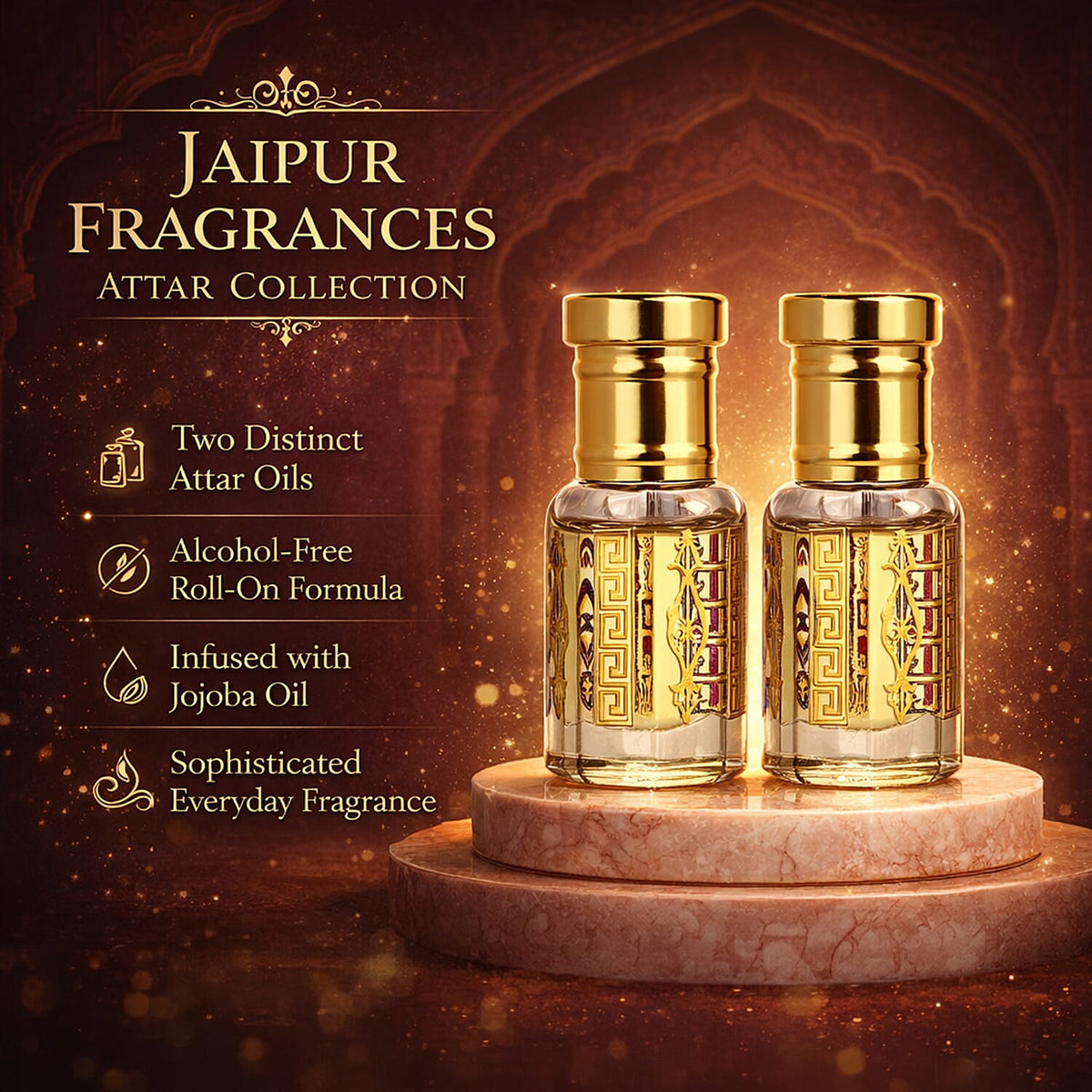 Jaipur Fragrances - Velvet Smoke Attar Set: Attar Zephyr &amp; Attar Musk  (5ml each) 8301307 2
