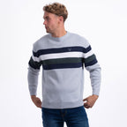 JJ Willis Acrylic Crew Neck Stripe Jumper (Size XXL) - Light Grey_8301482