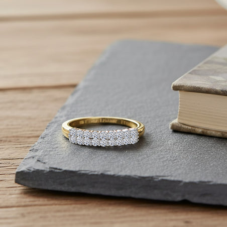 LUXURIANT 0.5 Ct. Lab Grown Diamond Half Eternity Ring in 9K Yellow Gold (VS-EF) 8301901 2
