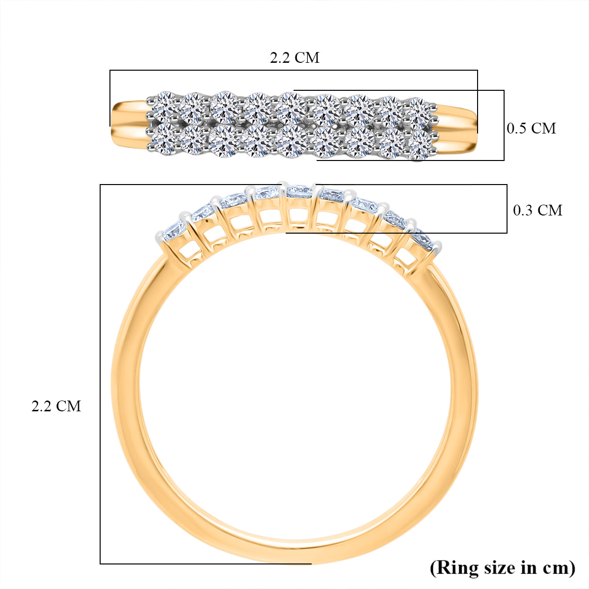 LUXURIANT 0.5 Ct. Lab Grown Diamond Half Eternity Ring in 9K Yellow Gold (VS-EF) V32630595 5