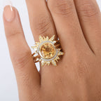 GP- Celestial Dream Collection Citrine, Blue Sapphire & White Zircon Sunburst Ring in 18K Vermeil Yellow Gold Plated Sterling Silver 3.88 Ct._8302129_2