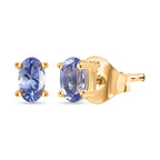 Tanzanite Solitaire Stud Push Post Earring in 18K Yellow Gold Plated Sterling Silver_8302267