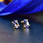 Tanzanite Solitaire Stud Push Post Earring in 18K Yellow Gold Plated Sterling Silver_8302267_1