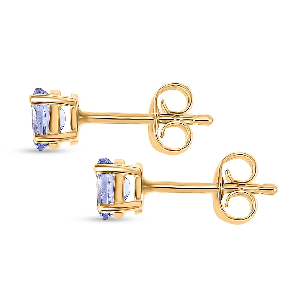 Tanzanite Solitaire Stud Push Post Earring in 18K Yellow Gold Plated Sterling Silver_8302267_3