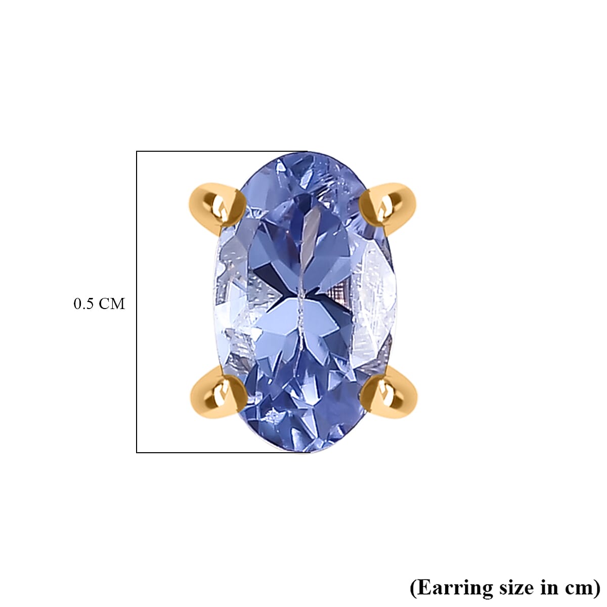 Tanzanite Solitaire Stud Push Post Earring in 18K Yellow Gold Plated Sterling Silver 8302267 5