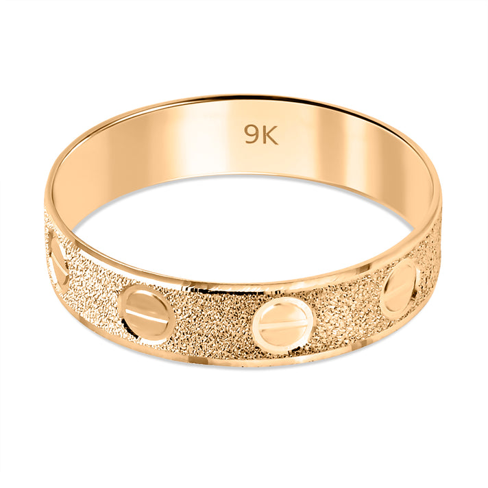 Designer Inspired 9K Yellow Gold Screw Embossed Band Ring 8302660 1
