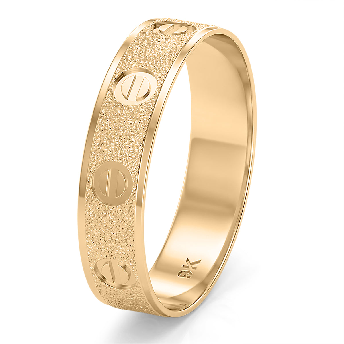 Designer Inspired 9K Yellow Gold Screw Embossed Band Ring 8302663 4