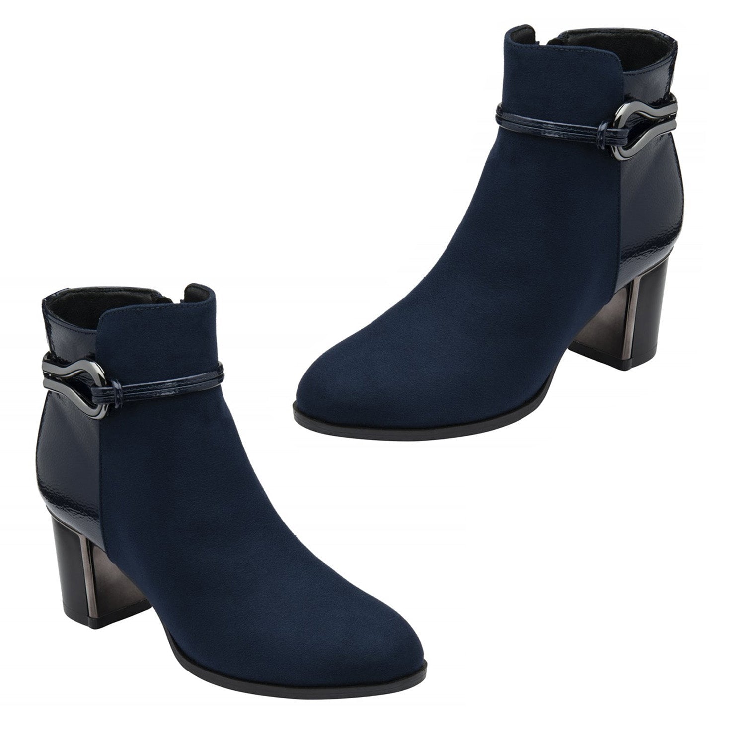 Lotus Ebony Block Heeled Ankle Boots (Size 8) - Navy V32353407 0
