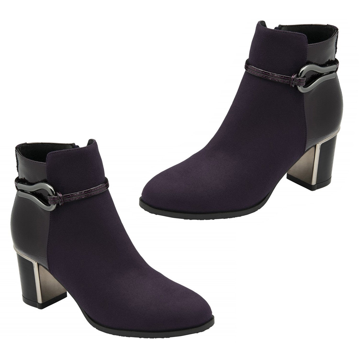 Lotus Ebony Block Heeled Ankle Boots (Size 5) - Purple 8304853 0