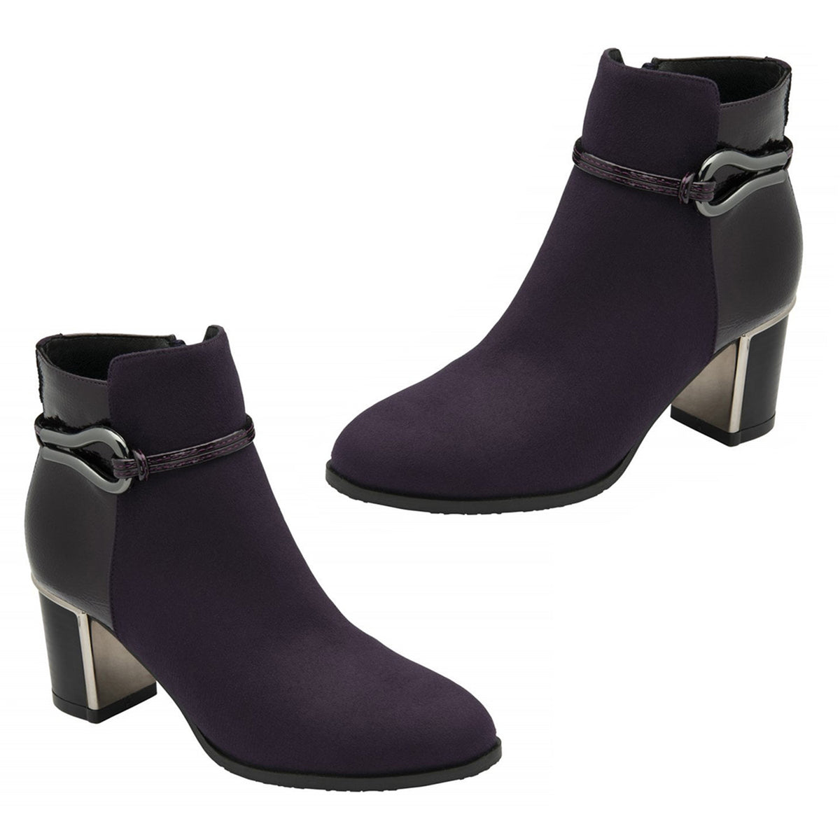 Lotus Ebony Block Heeled Ankle Boots (Size 6) - Purple V32515120 0