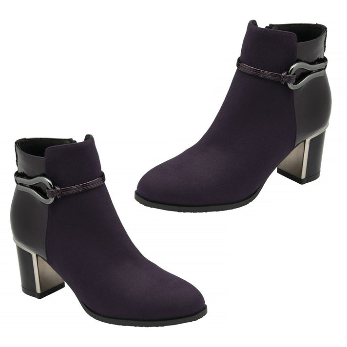 Lotus Ebony Block Heeled Ankle Boots (Size 6) - Purple 8304854 1