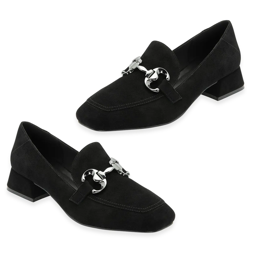 Lotus Ava Suede Block Heel Shoes (Size 7) - Black_8305075_2